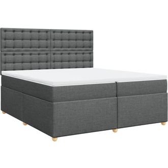 vidaXL Cama Box Spring Con Colch&oacute;n Tela Gris Oscuro 200x200 Cm Vidaxl
