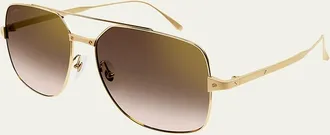 Cartier Rectangle Metal Aviator Sunglasses
