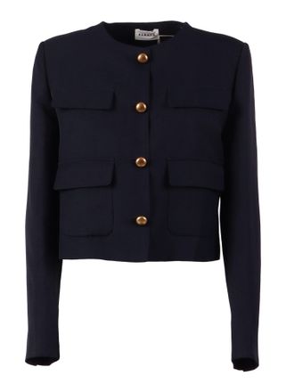 P.A.R.O.S.H. Cropped Structured Gold Button Jacket