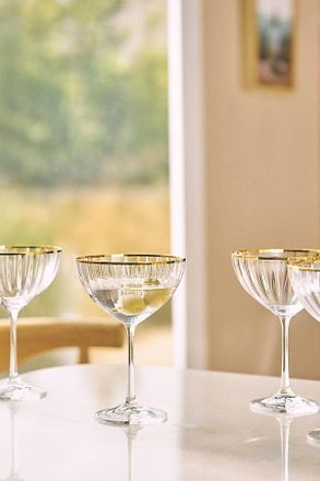 Anthropologie Waterfall Coupe Glasses, Set of 4