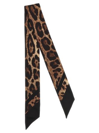 Dolce & Gabbana Leopard-Print Silk Twill Scarf - Brown