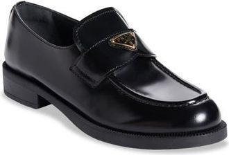 Prada Triangle Logo Patent Leather Loafer in Nero at Nordstrom, Size 8.5Us