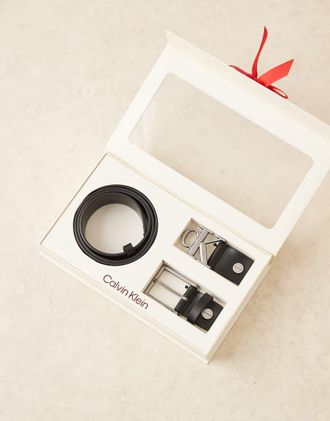 Calvin Klein Set regalo con cintura nera con fibbia intercambiabile argentata-Nero