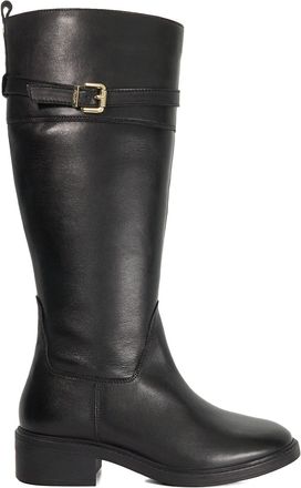 Dune London Womens Tilbi Leather Buckle Detail Knee High Boots in Black - Size UK 6