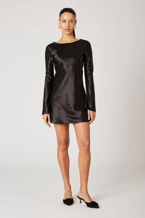 Nia Kim Satin Mini Dress In Black