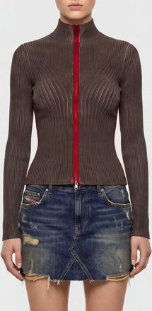 Diesel Cardigan slim fit a dolcevita in viscosa a coste con chiusura a zip