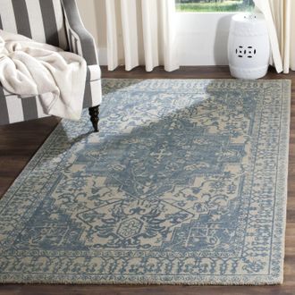 Safavieh Restoration Vintage Hand Made Area rug, Ivory / Turquoise Traditional Style Non-Shedding