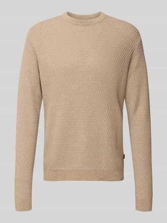 Jack & Jones Strickpullover mit Rundhalsausschnitt Modell REAGAN in Camel, Größe XXL