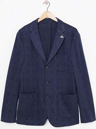 Jacamo Check Knitted Suit Jacket Reg