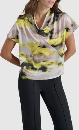 DKNY High Cowl Neck Top in Geo Strm P at Nordstrom, Size X-Small