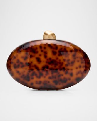 Cult Gaia Eviana Tortoise Acrylic Clutch Bag