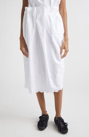 Simone Rocha Pleated Waist Poplin Pencil Skirt in White at Nordstrom, Size 2 Us
