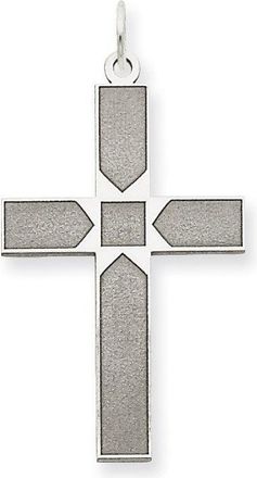 Diamond2Deal 14K White Gold Laser Designed Cross Pendant