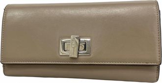 Fendi Beige Leather Long Wallet (Bi-Fold) (Pre-Owned)