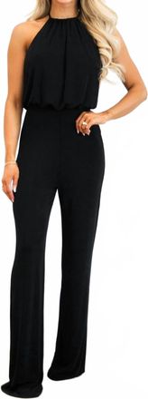 Blue Blush Launa High Neck Halter Jumpsuit In Black