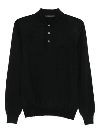 Tagliatore long-sleeve polo shirt - men - Virgin Wool - 50 - Black
