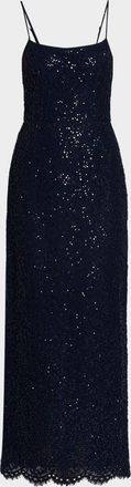 Michael Kors Sleeveless Sequin Lace Column Gown
