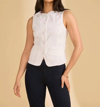 FDJ Button Front Vest In White