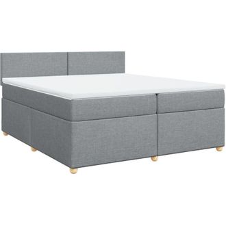vidaXL Vidaxl - Cama Box Spring Con Colch&oacute;n Tela Gris Claro 200x200 Cm