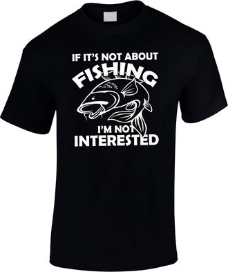 Bang Tidy Clothing Fishing T Shirts for Men - Funny Fishing Gifts for Fisherman - Carp Fish T Shirt with Im Not Interested Slogan - Black-XXL