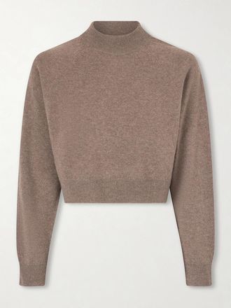 Jil Sander Pullover Cropped In Misto Lana E Cashmere - Marrone