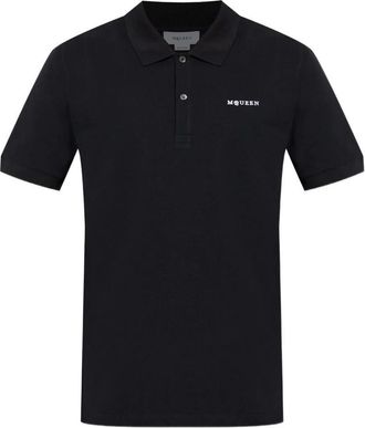 Alexander McQueen Embroidered Logo Cotton Pique Polo Shirt Clothing