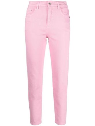 Patrizia Pepe Jeans affusolati con placca logo - Rosa