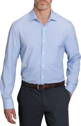 W.R.K Faint Floral Performance Dress Shirt in White/blue at Nordstrom, Size 16.5