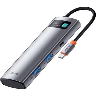 OEM Concentrador Usb Multifuncional 7 En 1 Tipo C, Lector De Tarjetas Hdmi Tf Pd, Color Gris