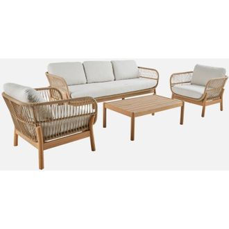 Sweeek Salotto da giardino in acacia con corda, 5 posti