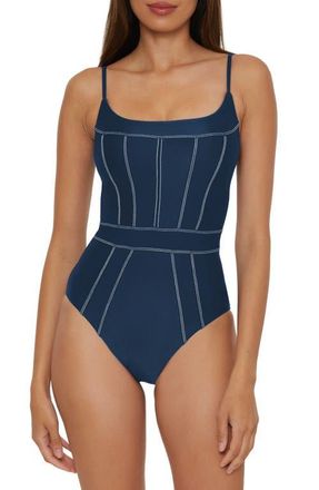 BECCA by Rebecca Virtue Color Sheen One-Piece Swimsuit in Navy at Nordstrom, Size Small