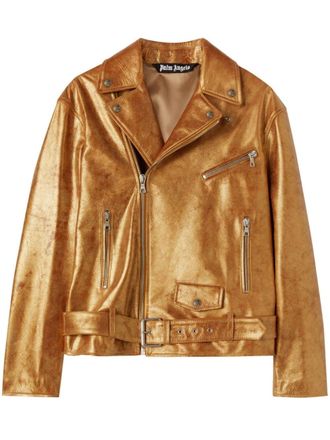 Palm Angels Giacca biker City lam&eacute; - Oro