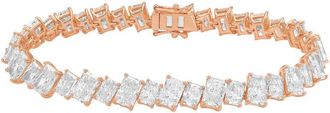 Diana M. Jewels 14kt Rose Gold 21.00cts Lab Grown Slanted Radiant Diamond Tennis Bracelet