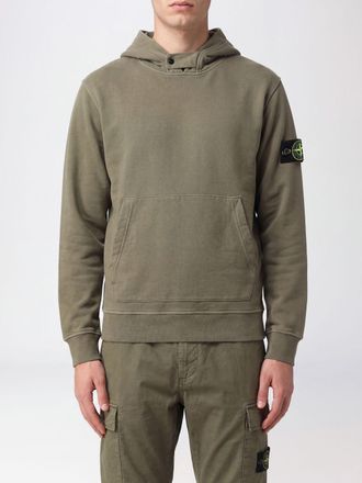 Stone Island Felpa con cappuccio in cotone con tasca a marsupio e logo