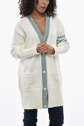 Thom Browne Cardigan Oversize Fit con Scollo a V Thom Browne