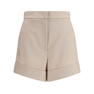 Max Mara Fleece Wol Mini Shorts - Dames - Bermuda - Beige - XS - Wol - Korte Broeken
