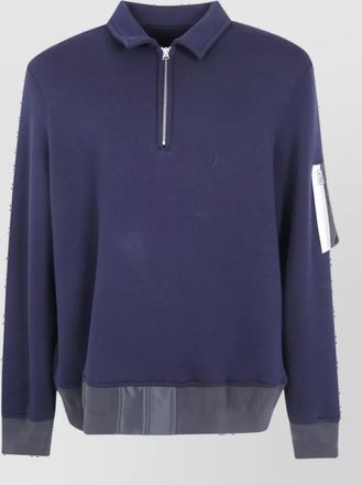 sacai cotton terry zip polo shirt