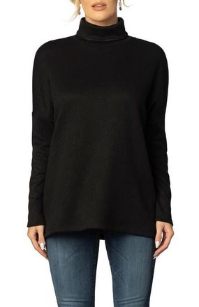 Kiyonna Paris Turtleneck Tunic Sweater in Black Noir at Nordstrom, Size Medium