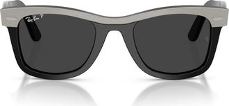 Ray-Ban 52mm Wayfarer Polarized Square Sunglasses in Grey On Black /Polar Black at Nordstrom