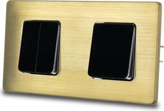 OEM Interruptor De Luz Para Escaleras Triple Negro, Acero Cepillado, Lat&oacute;n Pvd