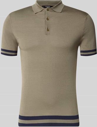 Guess Slim Fit Poloshirt aus Lyocell-Seide-Mix in Oliv, Gr&ouml;&szlig;e XXL