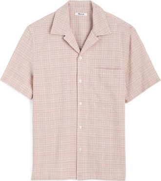 Madewell Puckered Cotton Seersucker Button-Up Shirt in Pink Stripe Texture Plaid at Nordstrom, Size Xx-Large