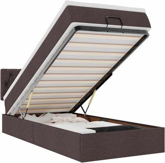 vidaXL Estructura Cama Otomana Colch&oacute;n Tela Marr&oacute;n Oscuro 80x200cm Vidaxl