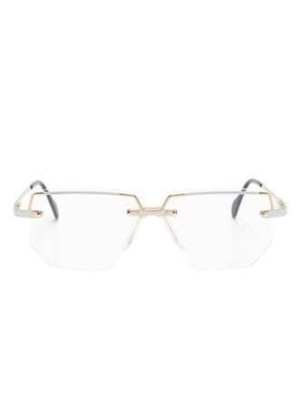 Cazal Metallic bril met bewerkt montuur - Goud