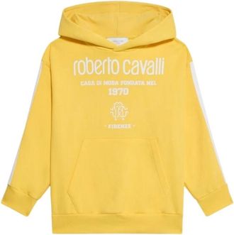 Roberto Cavalli Vibrant Hoodie - male - Roberto Cavalli - Kids Sweatshirts - Yellow - 10 Y - Kids