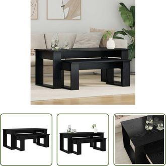 vidaXL Tavoli in legno - Set di Tavolini da Caff&egrave; 2 pcs Rovere Nero Legno multistrato
