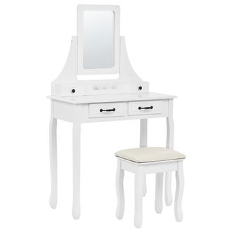 Beliani Beliani - Tocador Decorativo Elegante De 4 Cajones Con Espejo Blanco Rayon