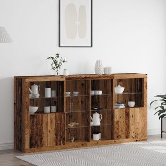 Berkfield Home Sideboard with LED Lights Old Wood 202x37x100 cm Engineered Wood in Brown | Size: 202 x 37 x 100 cm