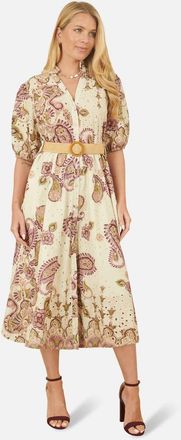 Yumi Broderie Anglaise Cotton Midi Dress in Pink at Nordstrom, Size Medium