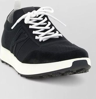 Kiton lace up sneakers mesh upper contrast sole